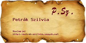 Petrák Szilvia névjegykártya